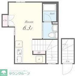 東武亀戸線 小村井駅 徒歩2分の賃貸アパート 2階ワンルームの間取り