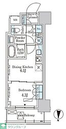 東京メトロ半蔵門線 錦糸町駅 徒歩5分の賃貸マンション 2階1DKの間取り