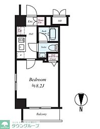都営新宿線 菊川駅 徒歩3分の賃貸マンション 8階1Kの間取り
