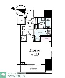 JR総武線 錦糸町駅 徒歩9分の賃貸マンション 3階1Kの間取り