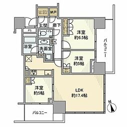JR総武線 小岩駅 徒歩1分の賃貸マンション 12階3LDKの間取り