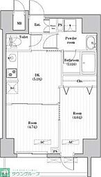 東武伊勢崎線 とうきょうスカイツリー駅 徒歩5分の賃貸マンション 6階2DKの間取り