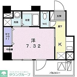 東武亀戸線 小村井駅 徒歩7分の賃貸マンション 8階1Kの間取り