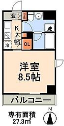 東京メトロ東西線 門前仲町駅 徒歩4分の賃貸マンション 4階1Kの間取り