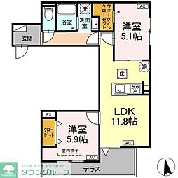 東武伊勢崎線 東向島駅 徒歩9分の賃貸アパート 1階2LDKの間取り