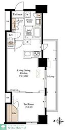 都営大江戸線 両国駅 徒歩4分の賃貸マンション 3階1LDKの間取り
