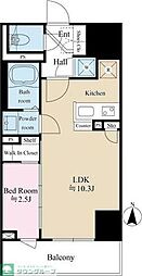テラス森下 9階1LDKの間取り