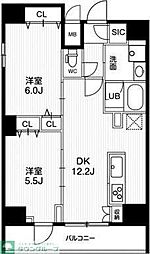 ジェノヴィア両国Ｖスカイガーデン 5階2LDKの間取り