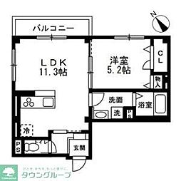 JR京葉線 越中島駅 徒歩6分の賃貸マンション 1階1LDKの間取り