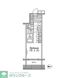 ザ・パークハビオ蔵前 ワンルームの間取図画像