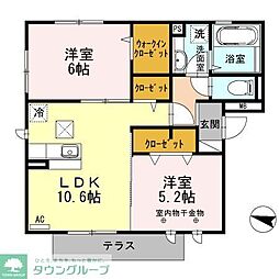 カーサ青井 2LDKの間取図画像