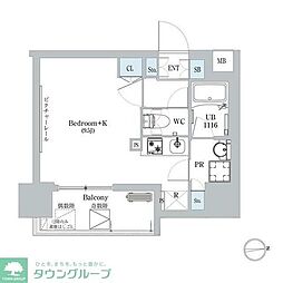 ディームス蔵前 1Kの間取図画像