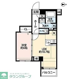 プレール・ドゥーク錦糸町5 1LDKの間取図画像