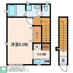 カルペディエム 1Kの間取図画像