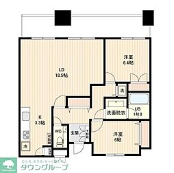 リバーサイド隅田セントラルタワー 2LDKの間取図画像