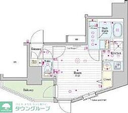 スカイコートプライムカメイド 1Kの間取図画像