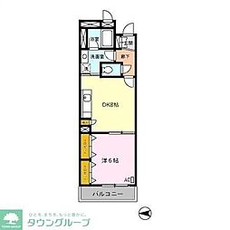 ラフィーネデュオ 1DKの間取図画像