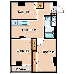 ラージ久我山A 2階3LDKの間取り