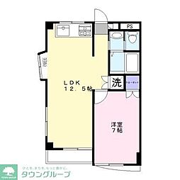 ラ・ベルセゾン 1階1LDKの間取り