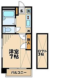 コニファーガーデン北烏山 2階1Kの間取り