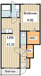 ヴィクトワール下高井戸 1階1LDKの間取り