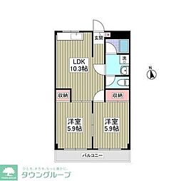 上水ハイツ 302 3階2LDKの間取り