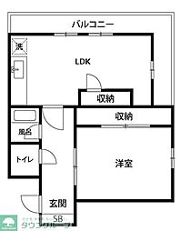 ヴィラ国分寺 1階1LDKの間取り