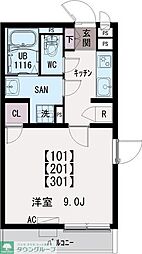 イクシオ花小金井 3階1Kの間取り