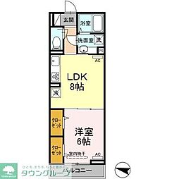 エクセリア上鷺宮II 2階1LDKの間取り