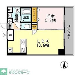 グランパルク小金井 4階1LDKの間取り