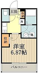 サンパークフジ 2階1Kの間取り