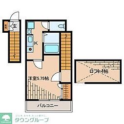Ｋ‘ｓ　ｈｏｕｓｅ 2階1Kの間取り