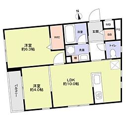 ＧｒａｎＤｕｏ　Ｓｈｉｍｏｋｉｔａｚａｗａ　ＶＩＩ 2階2LDKの間取り