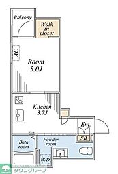ラ・ソラリス 3階1Kの間取り