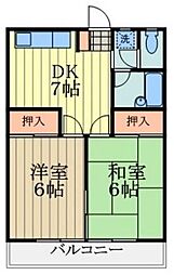 グランドール梶高 2DKの間取図画像