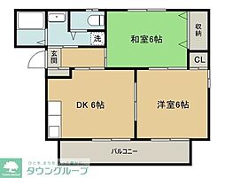コートフローラA 2DKの間取図画像