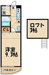 ルーブル三鷹壱番館 1Kの間取図画像