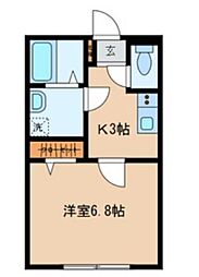 TスクエアB 1Kの間取図画像