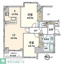 アールヴェール三鷹中央通り 2LDKの間取図画像