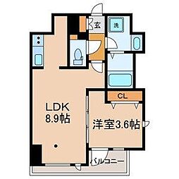 ブラントーレ哲学堂 1LDKの間取図画像