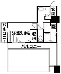 プラウドタワー武蔵小金井 1Kの間取図画像