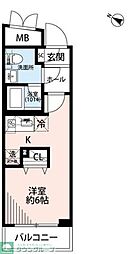 プレール・ドゥーク中野富士見町2 ワンルームの間取図画像