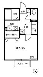 グレース富士見台 1Kの間取図画像