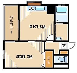ピアライフ・アルファ 1DKの間取図画像