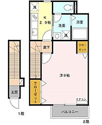 ルミエール1 1Kの間取図画像