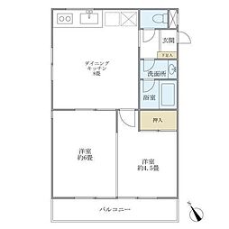 メゾン美羅樹1 2DKの間取図画像