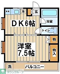 ベルハウス上石原 1DKの間取図画像