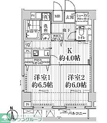 HF東中野レジデンス 2Kの間取図画像