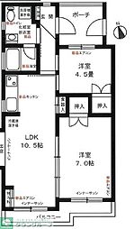 ウイングガーデンN棟 2LDKの間取図画像