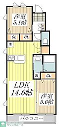 (仮称)三鷹市牟礼1丁目賃貸住宅 2LDKの間取図画像